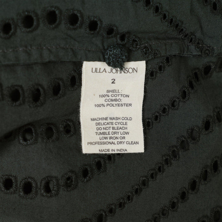 Club21 - Ulla Johnson - Virginia Lace Collar Short Sleeve Blouse - BLOUSES - Green