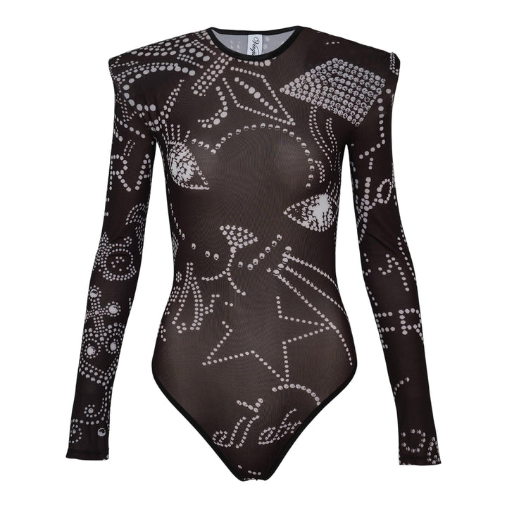 Club21 - VAQUERA - Women Printed Shoulder Pad Top - WOVEN TOPS - Black