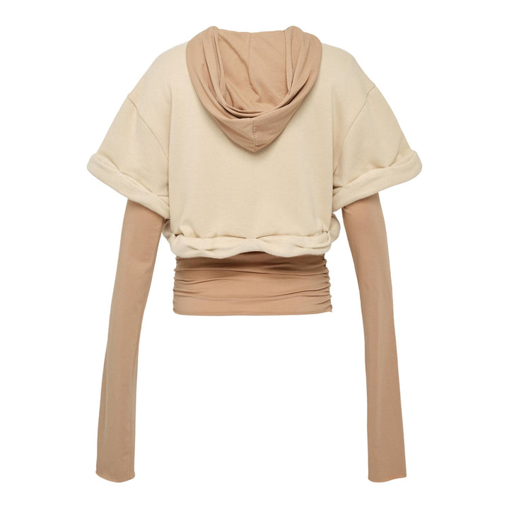 Club21 - We11done - Beige Womens Rolledup Hoodie - SWEATSHIRTS - Beige