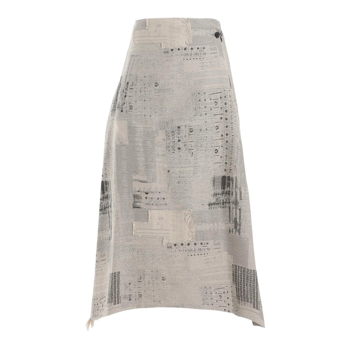 Club21 - Y's - Patchwork Jacquard Wrap-Like Flare Skirt - SKIRTS - Beige