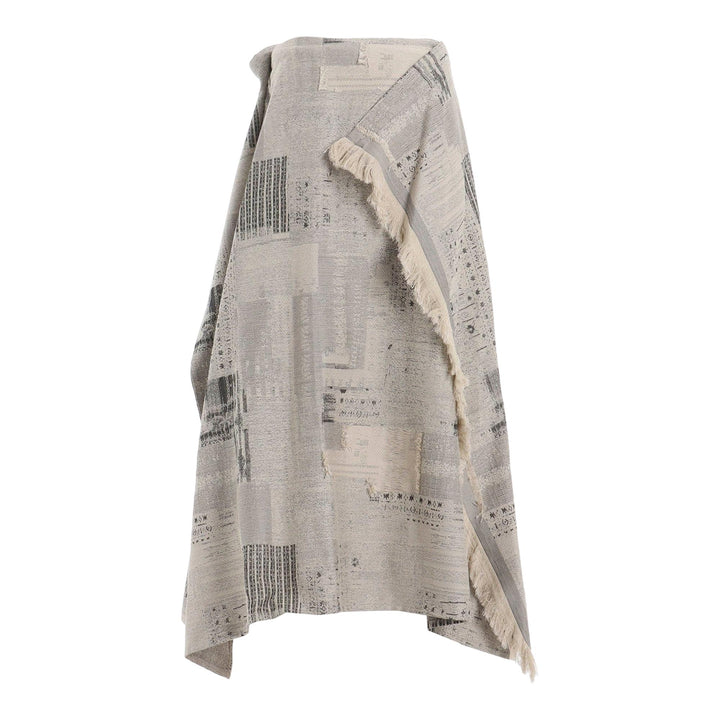 Club21 - Y's - Patchwork Jacquard Wrap-Like Flare Skirt - SKIRTS - Beige