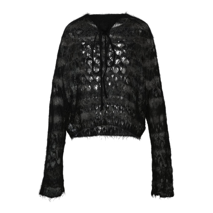 Club21 - Y's - Wole Design Mohair Knited Short Pullover - KNIT TOPS - Black