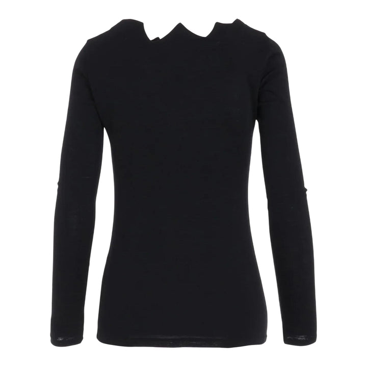 Club21 - Yohji Yamamoto - Zig-Zag Neck Line Long Sleeve Top - KNIT TOPS - Black