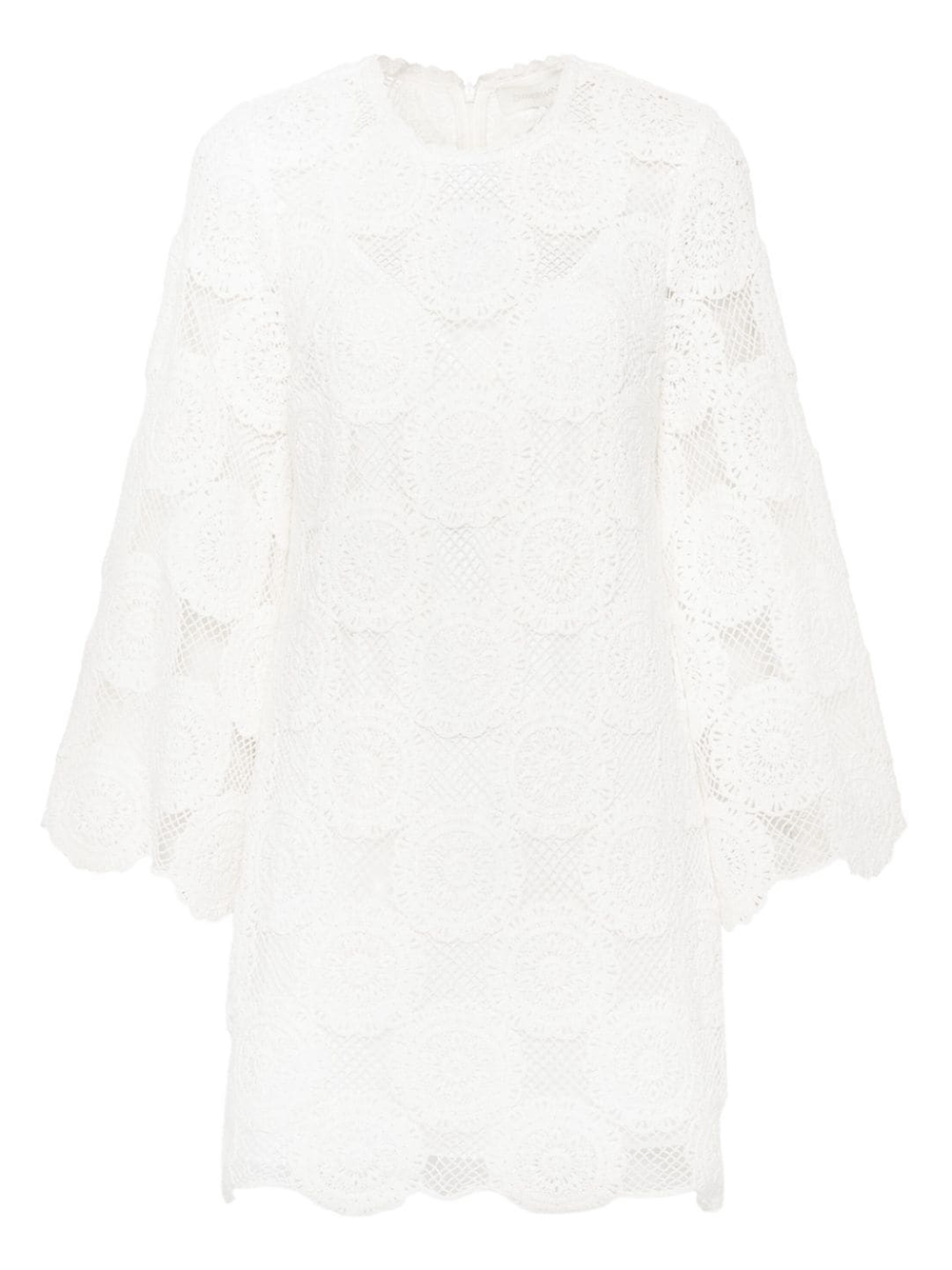 zimmermann tiggy lace mini tunic dress Zimmermann Tiggy Lace Ruffled Mini Dress bell sleeve Off-White sz 2 (MISS  SLIP)