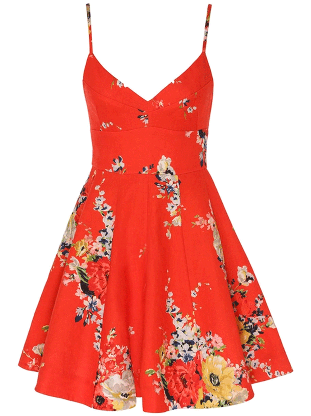 slim fit dress slacks Lace Fit-&-Flare Mini Dress - Red main image 0