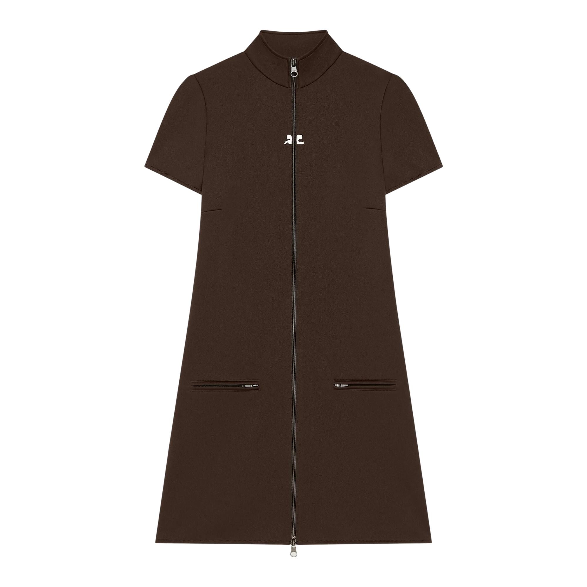 Courrges Mini Dress Polyester Mockneck Zip Courrges Mini Dress Polyester Mockneck Zip