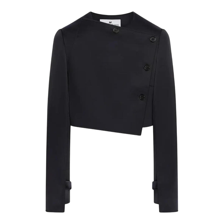Club21 - courreges - Oblique Satin Tailored Jacket - JACKETS - Black