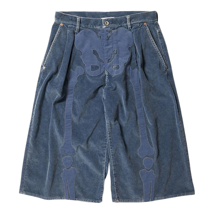Club21 - doublet - Bone Applique Corduroy Cropped Shorts - SHORTS - Blue