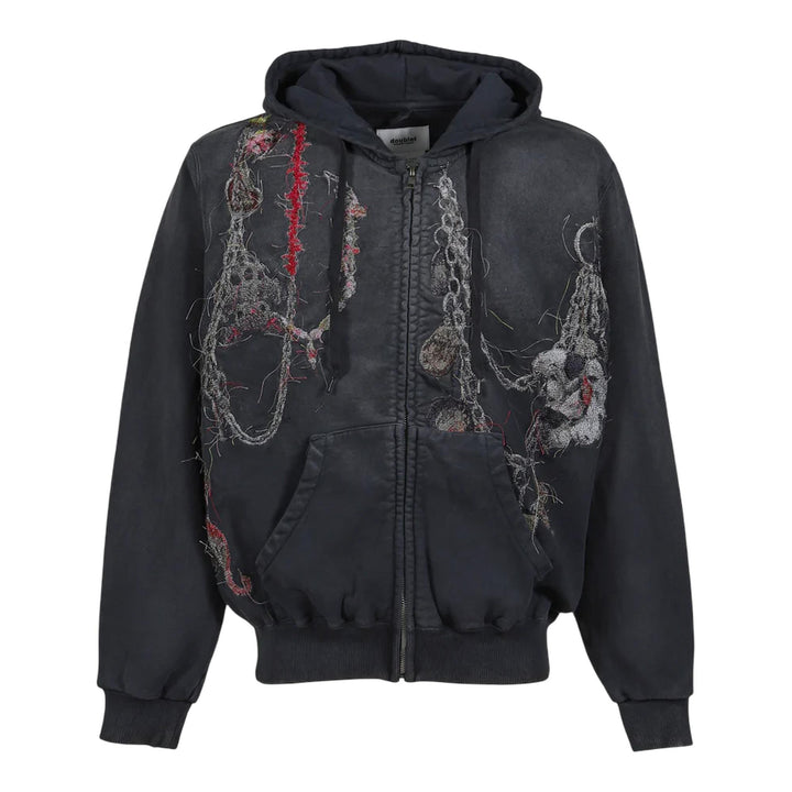 Club21 - doublet - Embroidered Chain Zip-Up Hoodie - SWEATERS - Grey