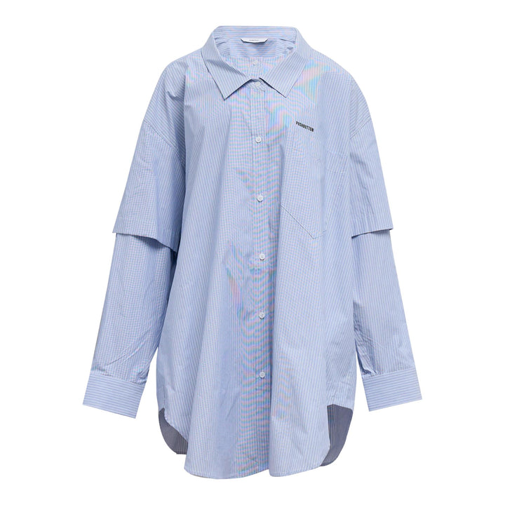 Club21 - pushBUTTON - Blue Stripe Layered Shirt Dress - BLOUSES - Blue