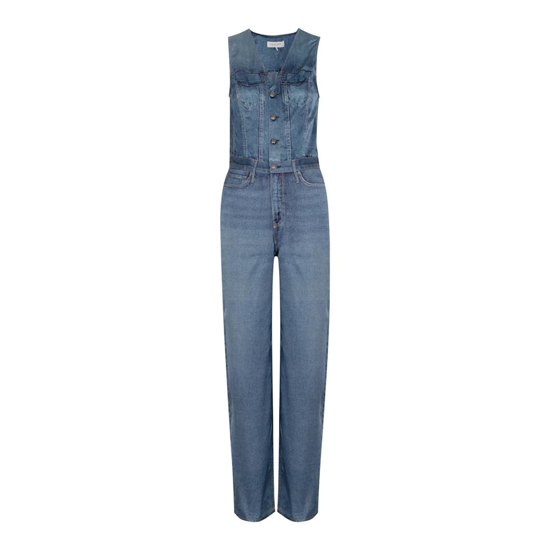 Club21 - rag & bone - Miramar Satin Sleeveless Jumpsuit - JUMPSUITS - Denim