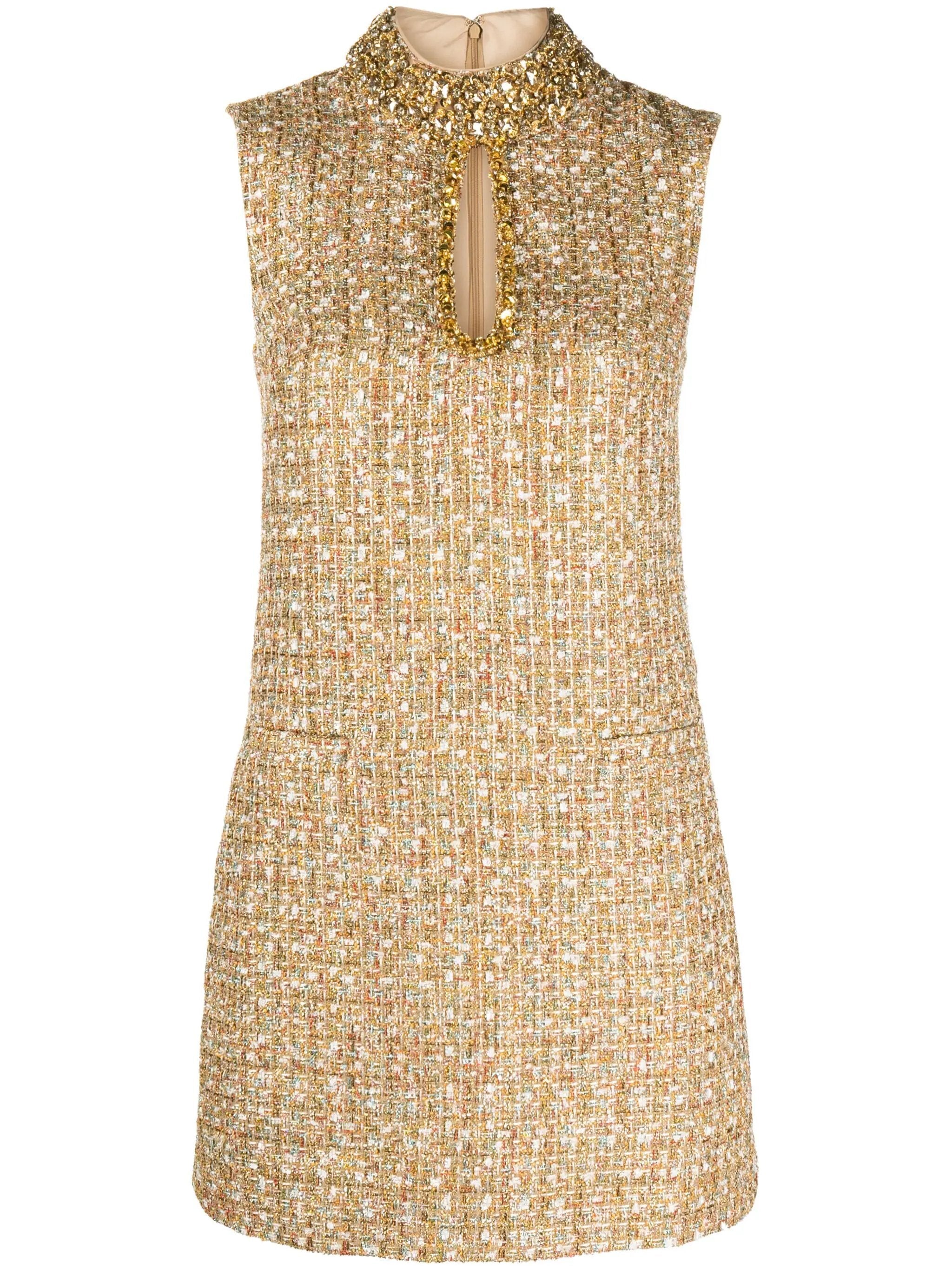 CNY Gold Tinsel Boucle Dress – Club21.com