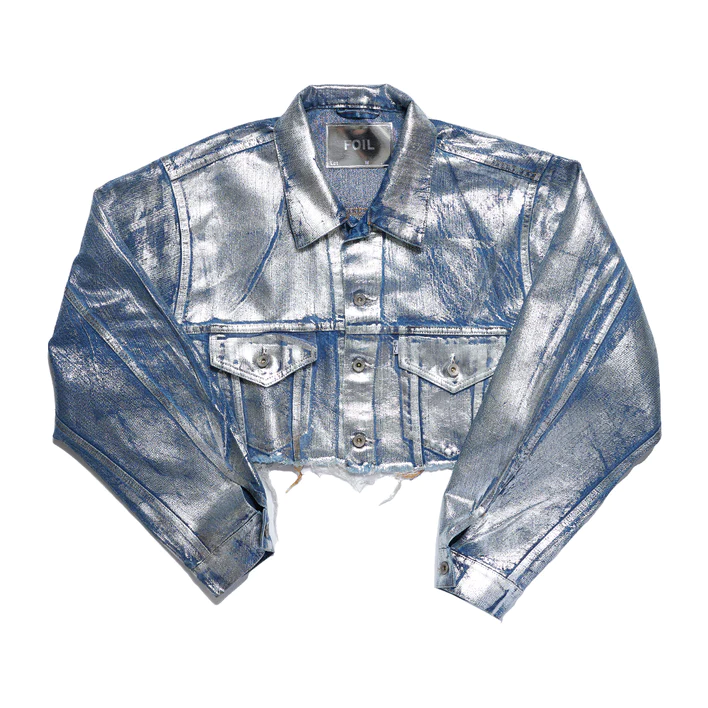 Foil Denim Cut Off Jacket