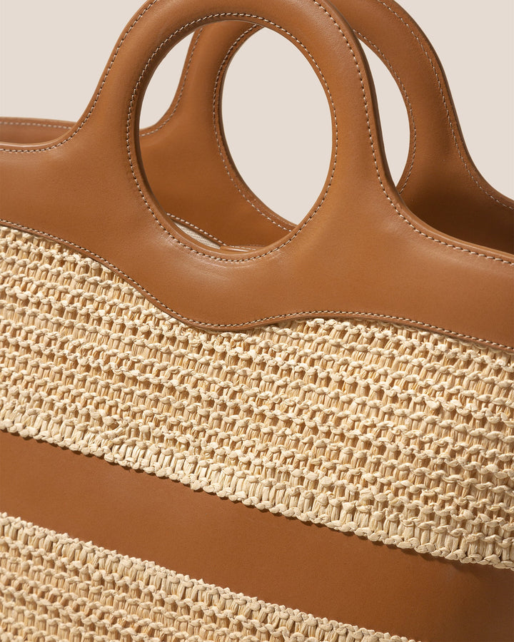 Nasta Leather Framed Raffia Tote