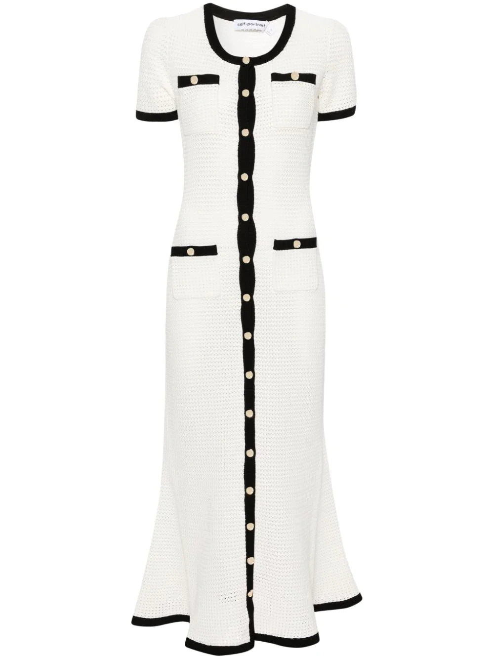 self portrait white crochet dress Midi – Pale Blue Sequin Flare Color:Navy & White | (sv2505) mini cocktail & party dresses Pleated dress Scalloped Length