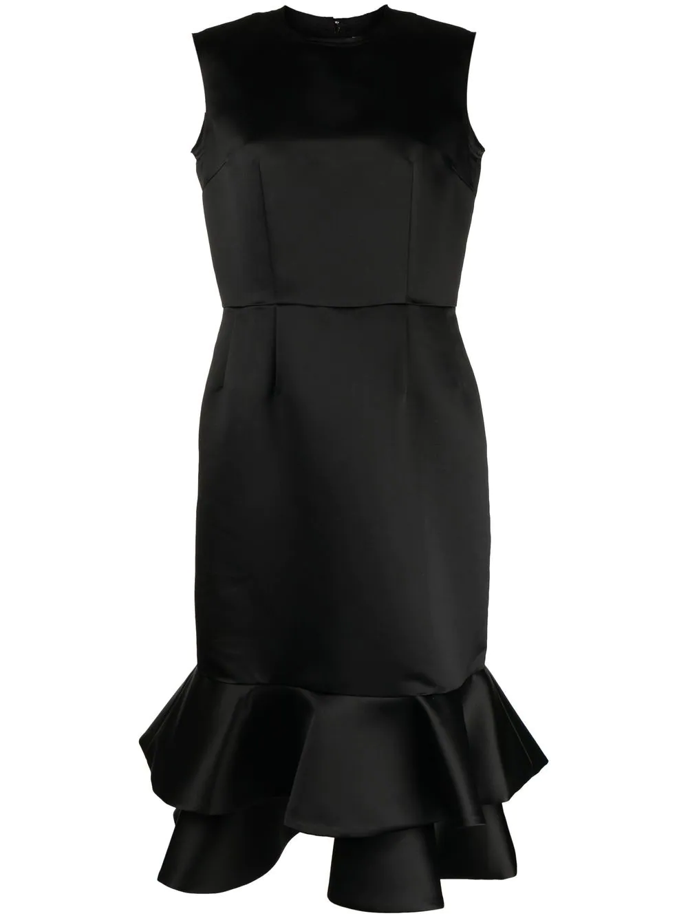 open lace back dress Layered Peplum Hem Satin Dress – Club21.com