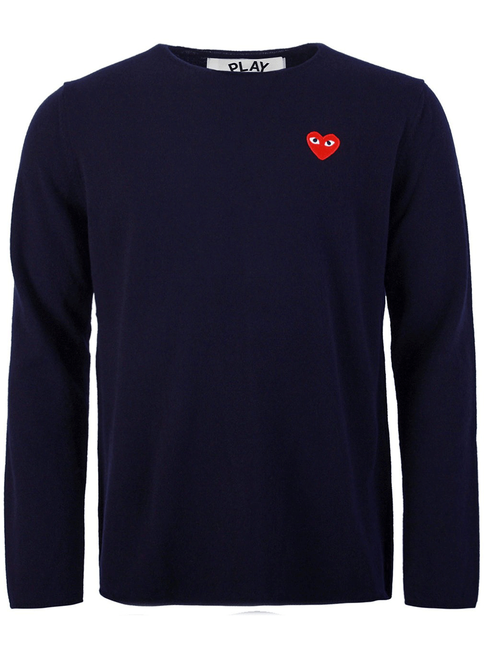 COMME-des-GARCONS-PLAY-Red-Emblem-Crewneck-Sweater-Men-Navy-1