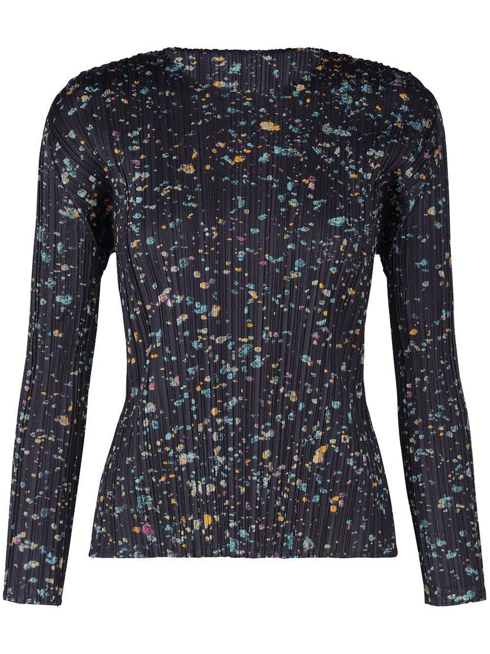 PLEATSPLEASEISSEYMIYAKEEnchantPrintedTopNavy1