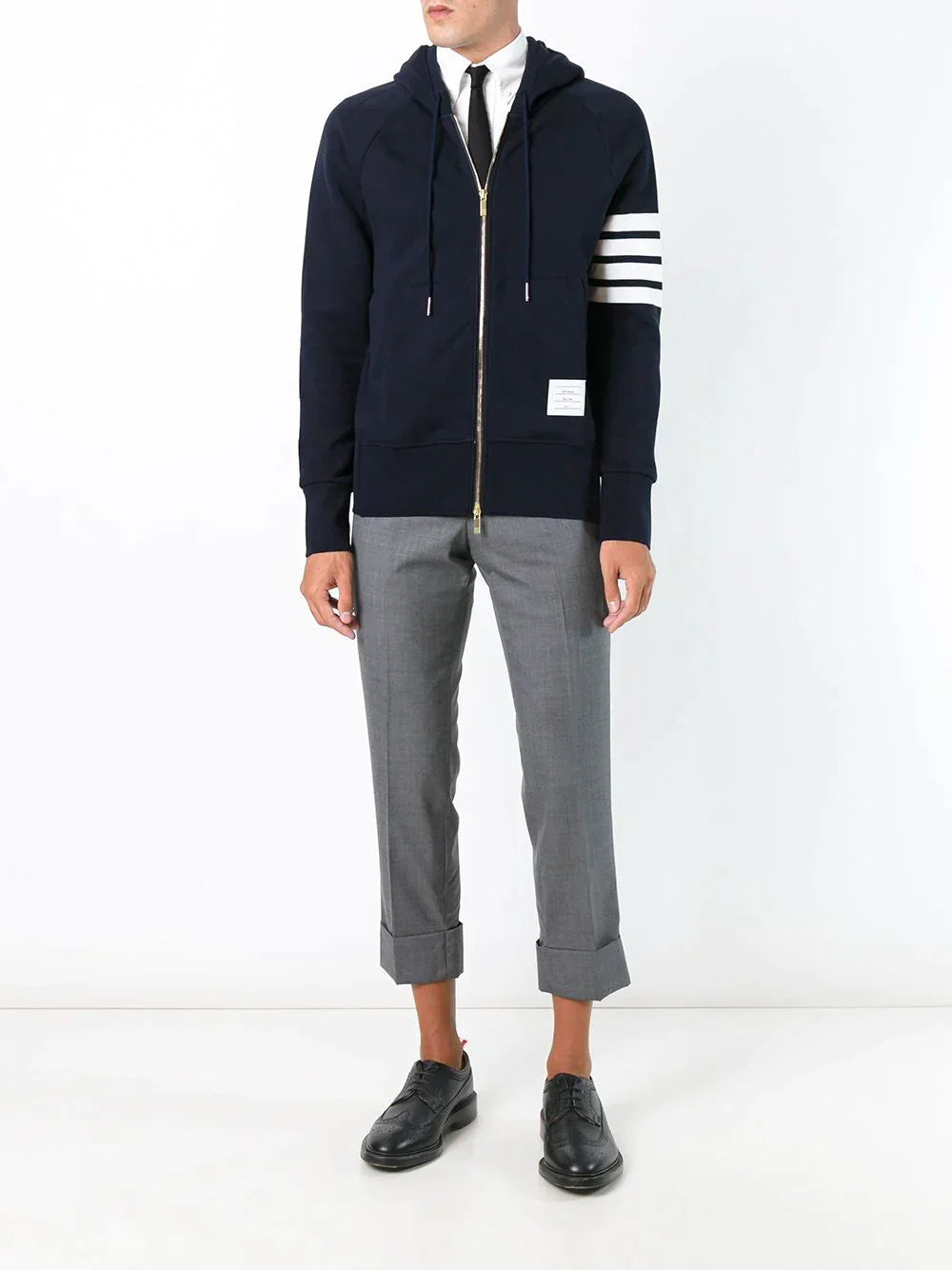 Thom Browne Classic Loopback 4-Bar Zip Hoodie - view 2