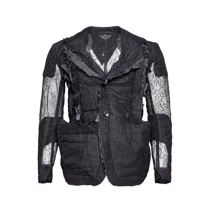 Nylon Leaver Lace Wool Stripe Jacket