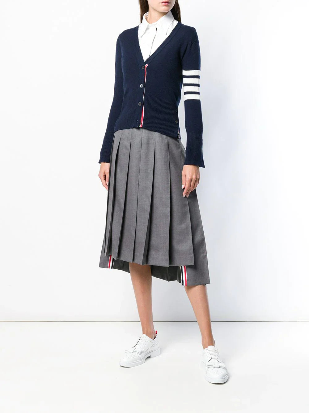 Thom Browne Classic Cashmere 4-Bar V-Neck Cardigan Women - view 2