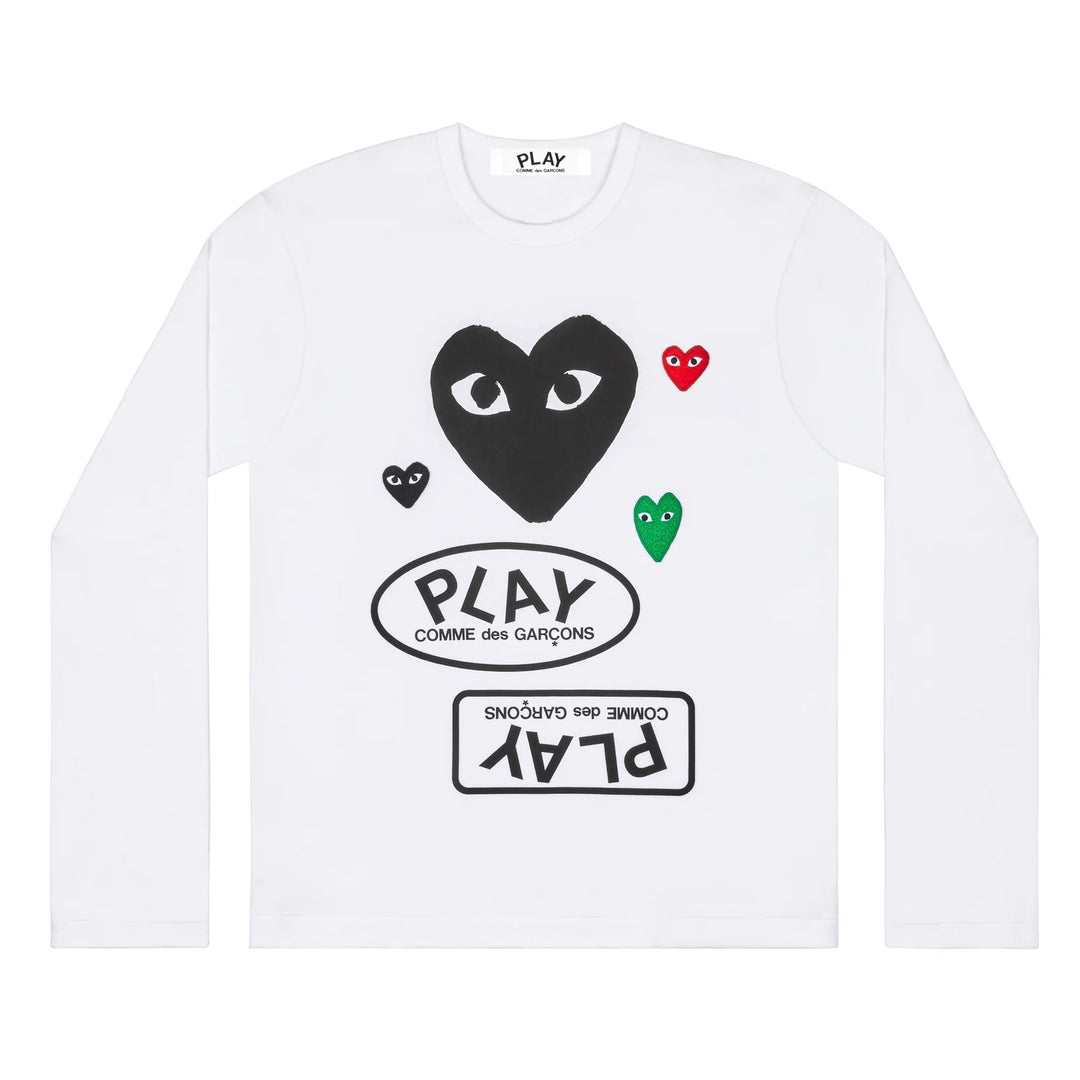 Multi Logo Big Black Heart LS T-Shirt Women