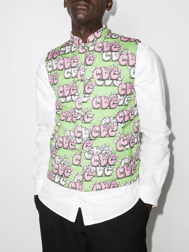 Cotton Poplin Vest With Kaws Print