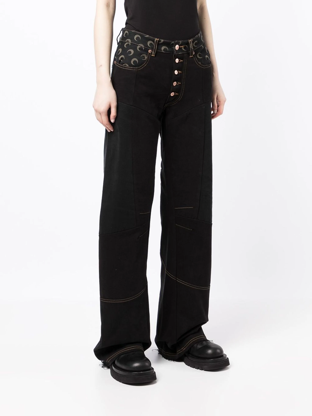 Panelled Wide-Leg Jeans