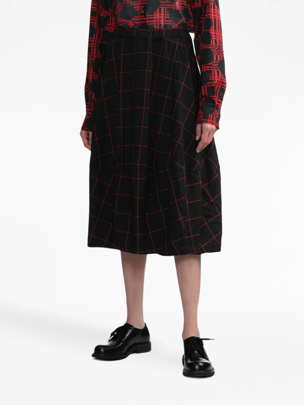 Windowpane Elastic Skirt