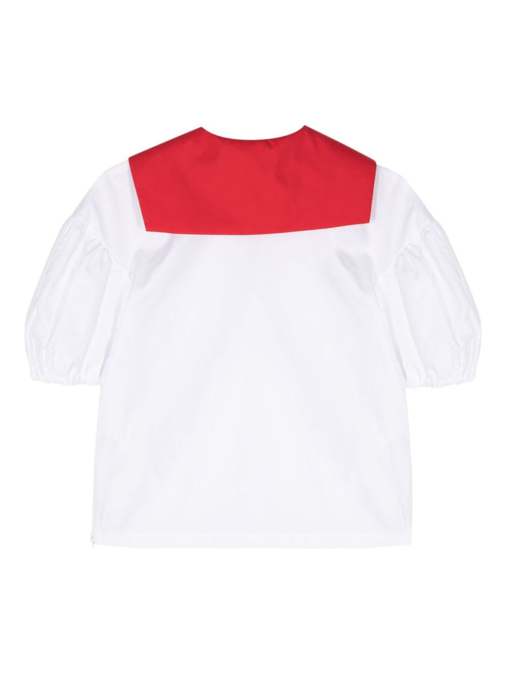 Scarf Tie Collar Short Sleeve Shirt