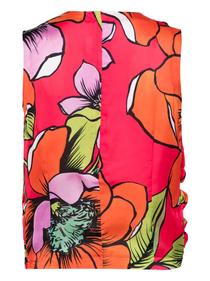 Sleeveless Floral Textured Top