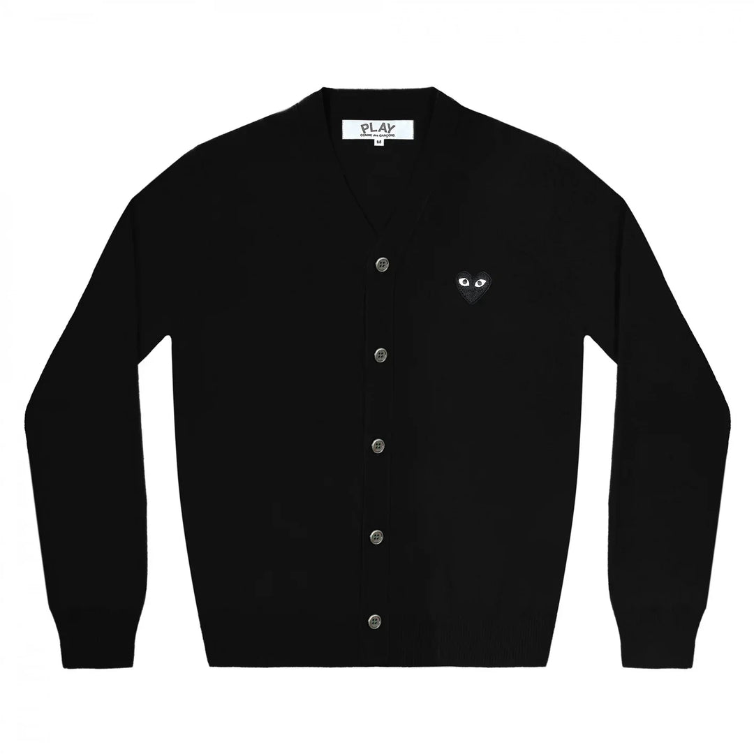 V-Neck Cardigan Black Emblem Unisex