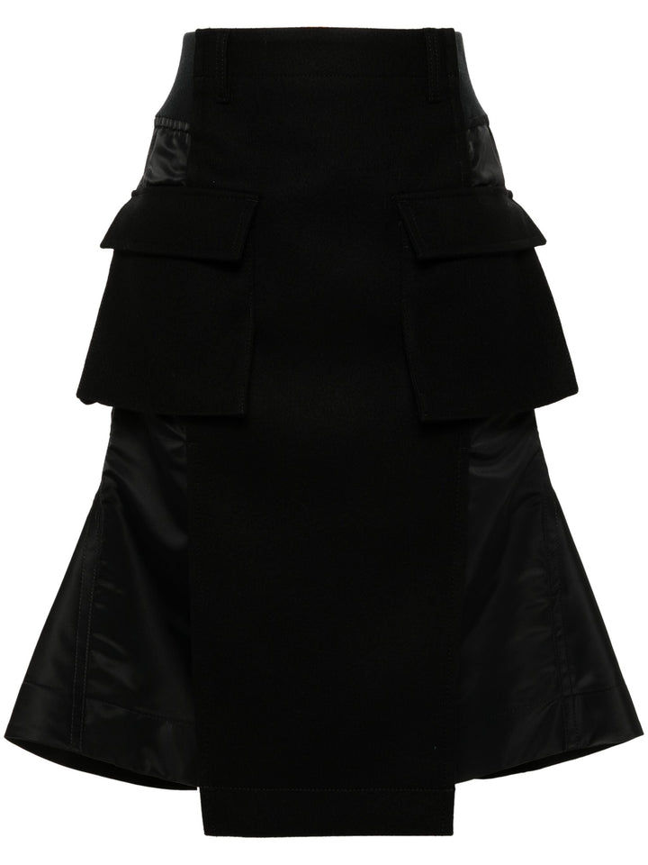 Wool Melton X Nylon Twill Skirt