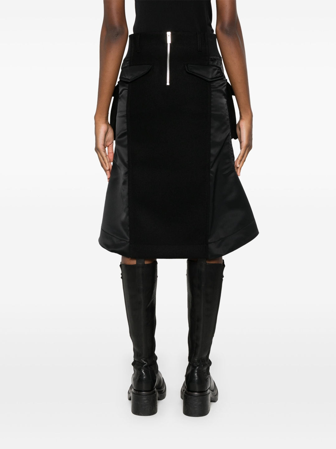 Wool Melton X Nylon Twill Skirt