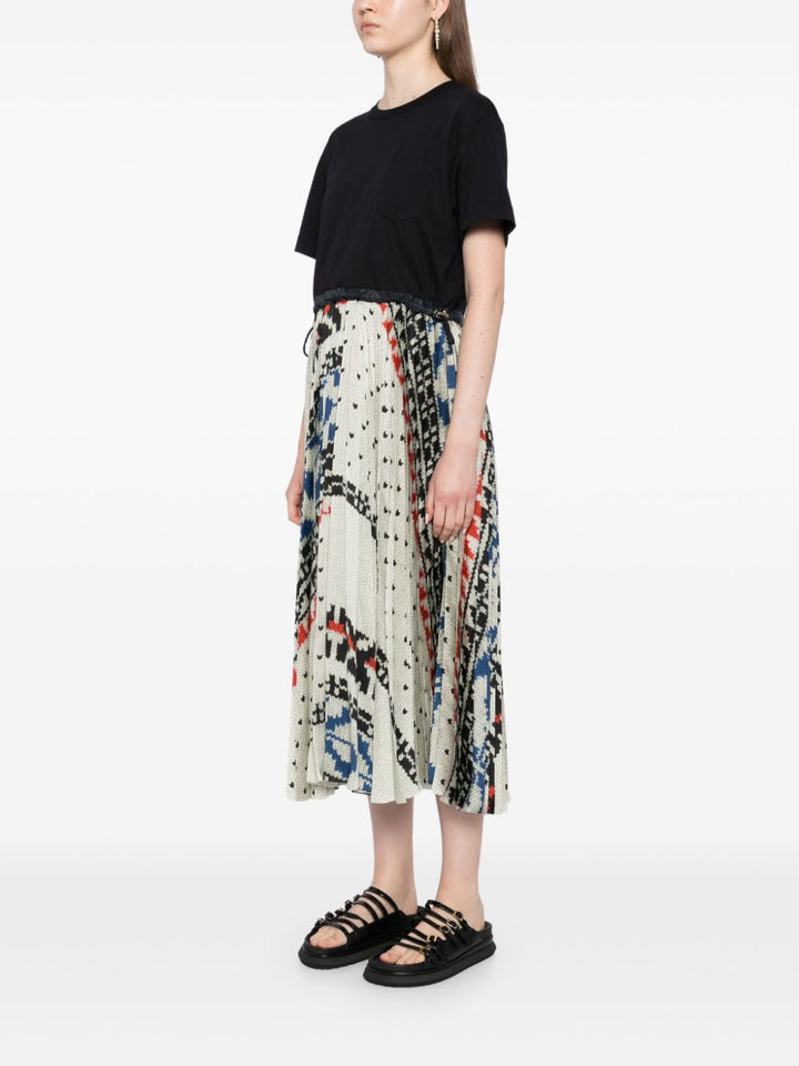 Pattern Knit Print Cotton Jersey Dress