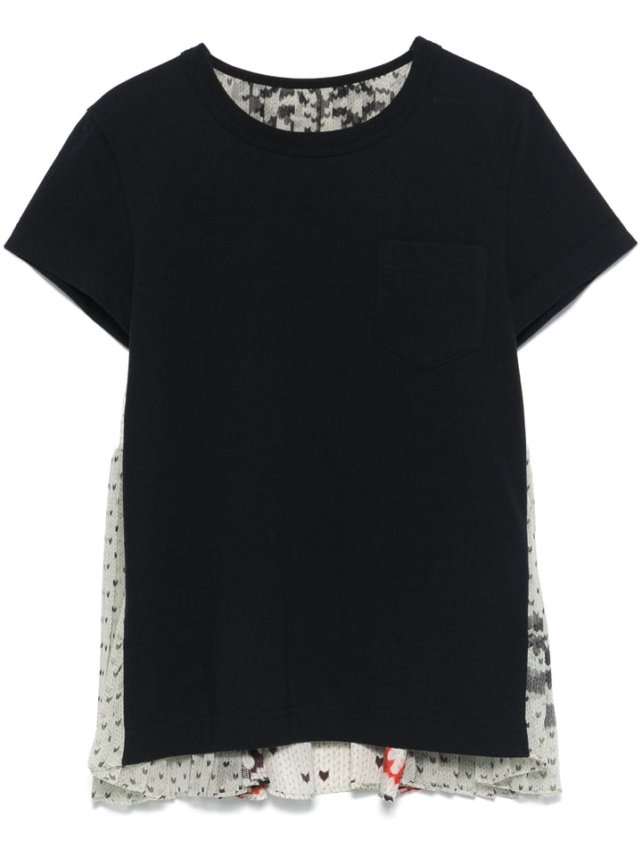 Pattern Knit Print Cotton Jersey T-Shirt