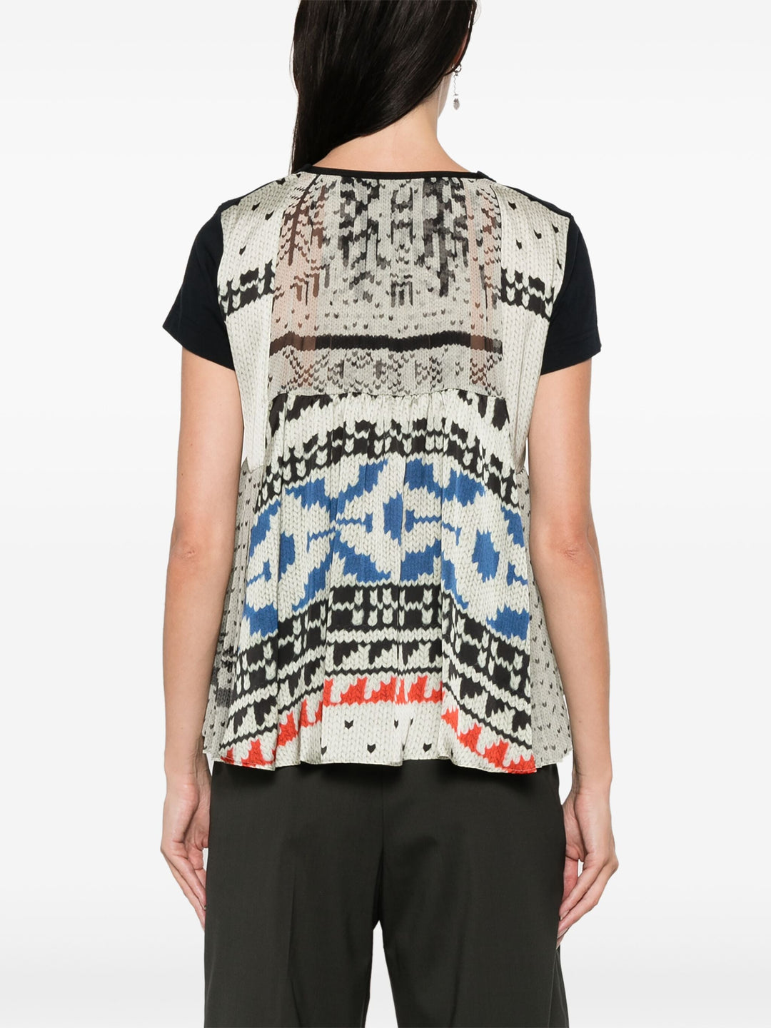 Pattern Knit Print Cotton Jersey T-Shirt