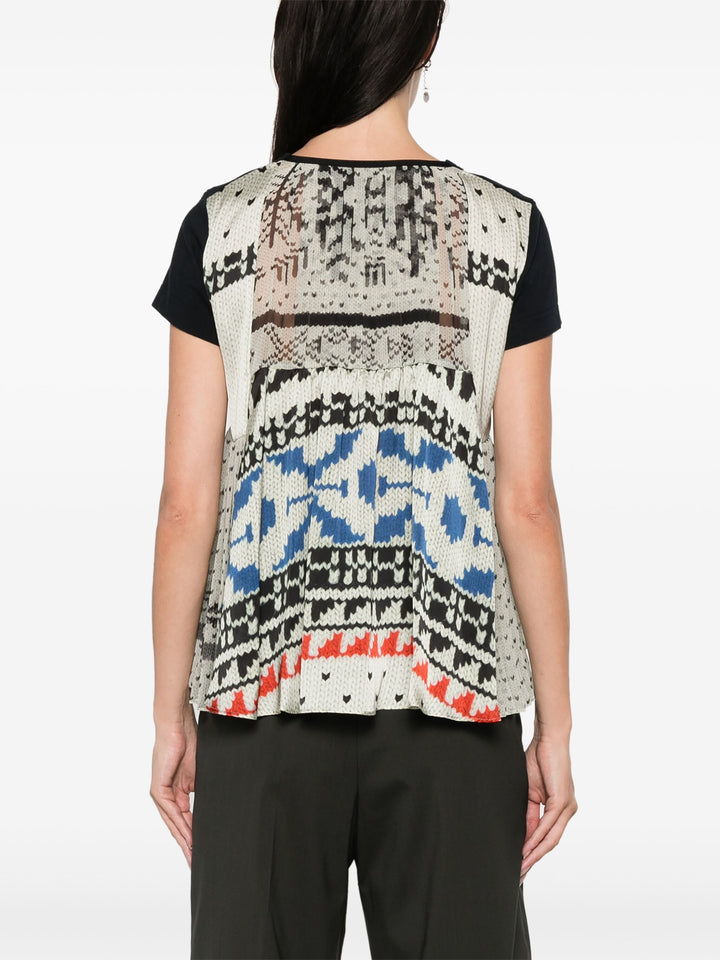 Pattern Knit Print Cotton Jersey T-Shirt