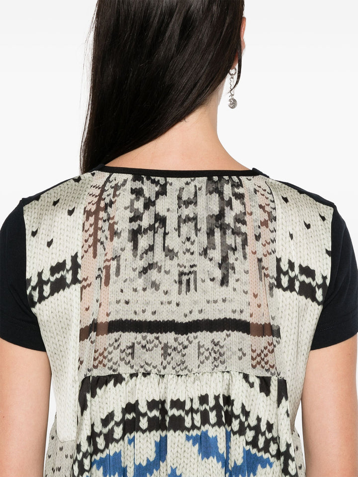 Pattern Knit Print Cotton Jersey T-Shirt