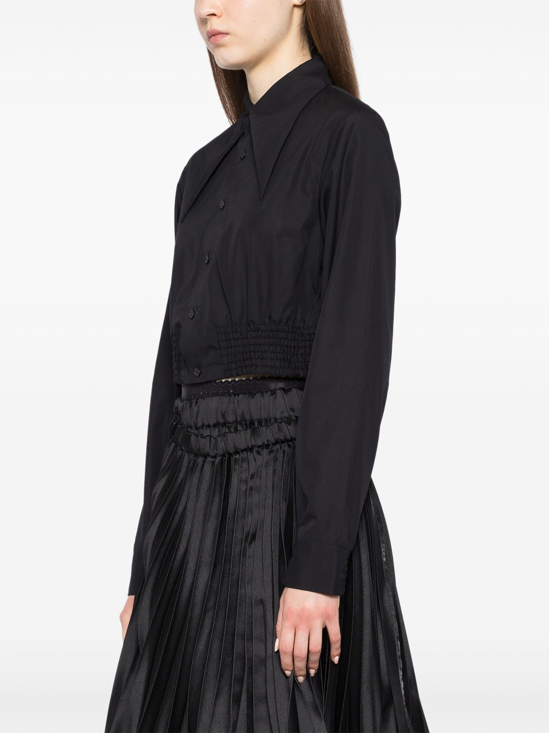 Crop Pointy Collar Shirt