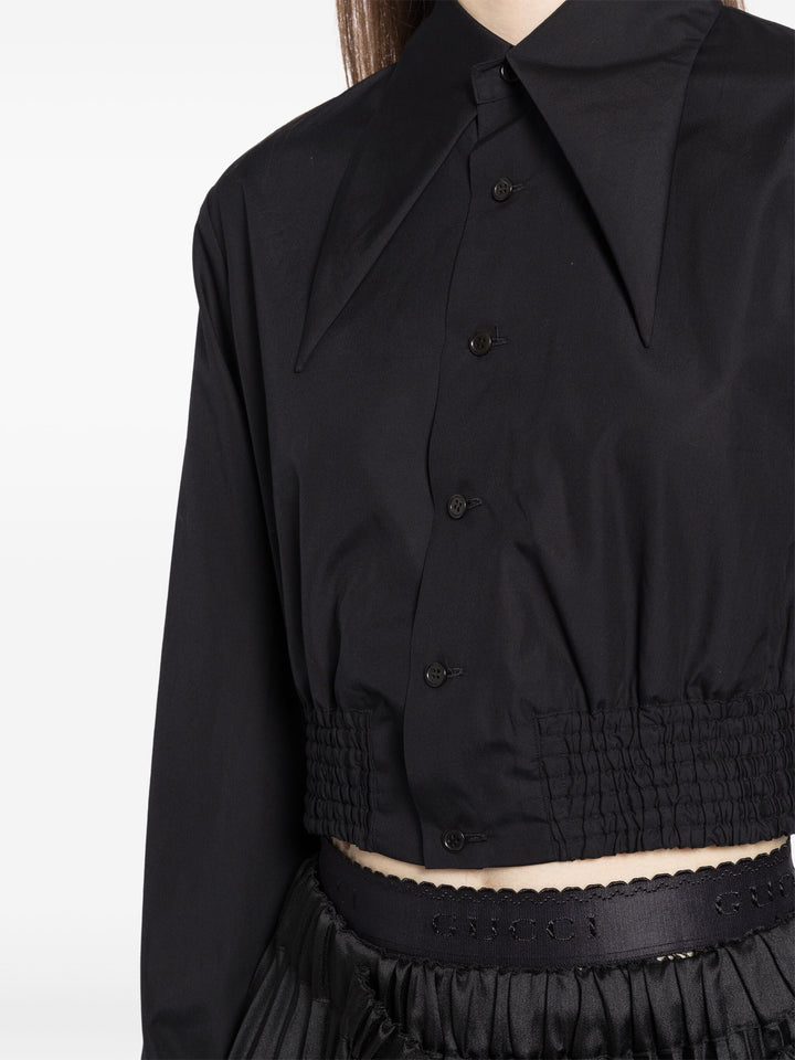 Crop Pointy Collar Shirt