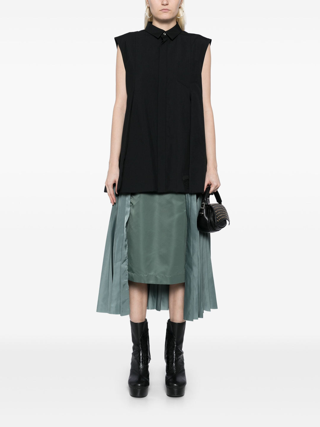 Chiffon Mix Suiting Shirt