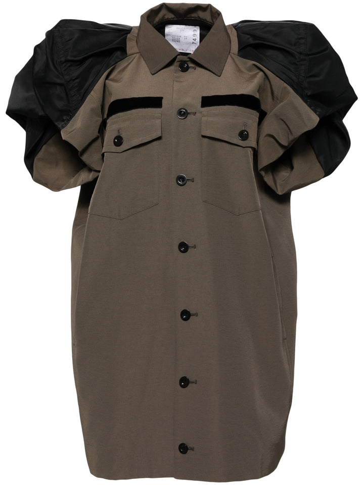 Nylon Twill Mix Grosgrain Dress