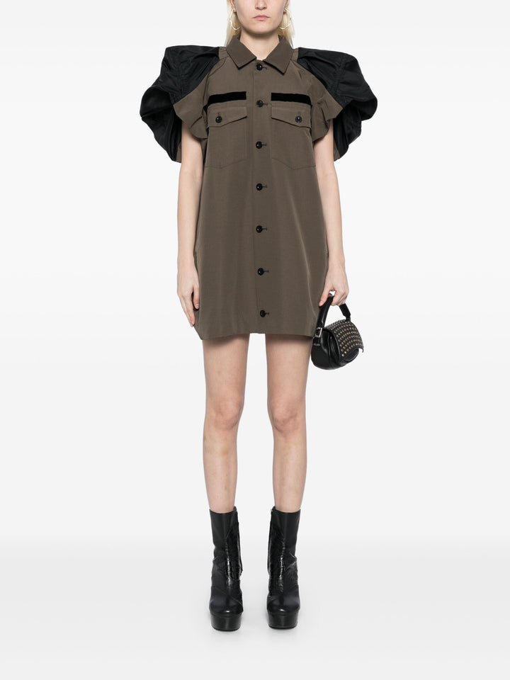 Nylon Twill Mix Grosgrain Dress