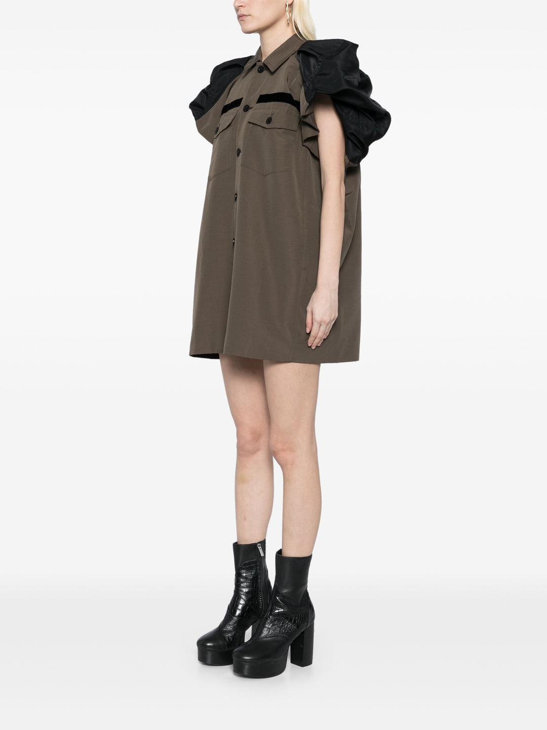Nylon Twill Mix Grosgrain Dress