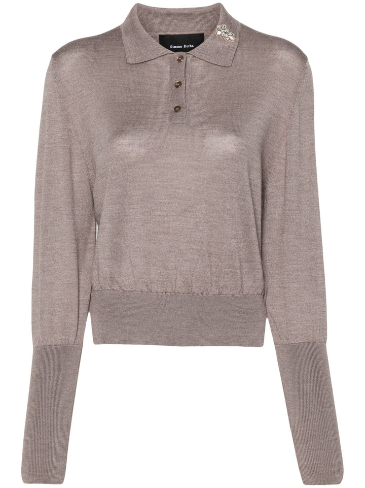 Merino Silk Knit Polo Sweater