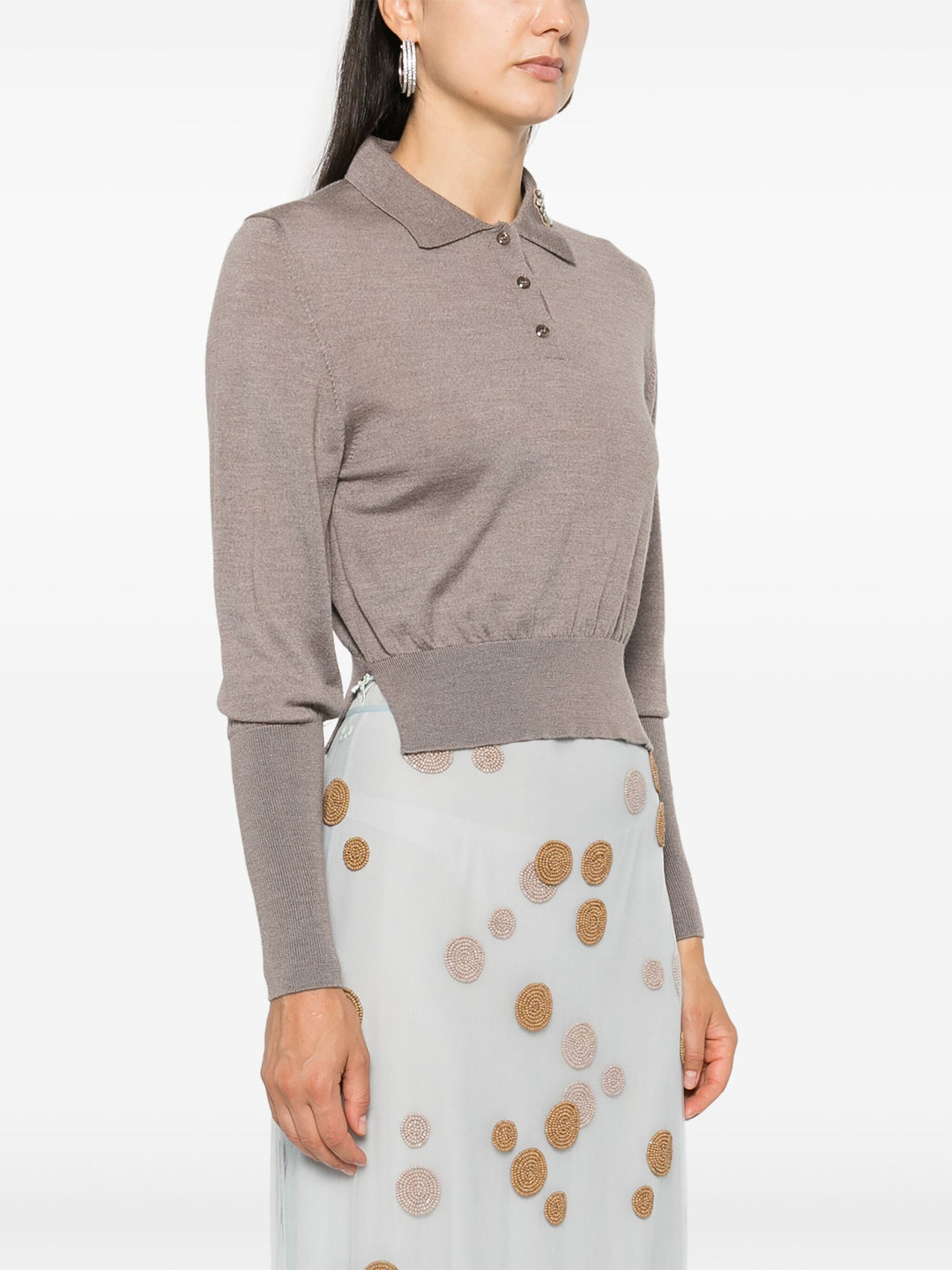 Merino Silk Knit Polo Sweater
