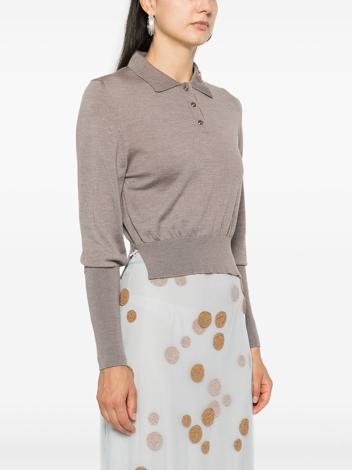 Merino Silk Knit Polo Sweater