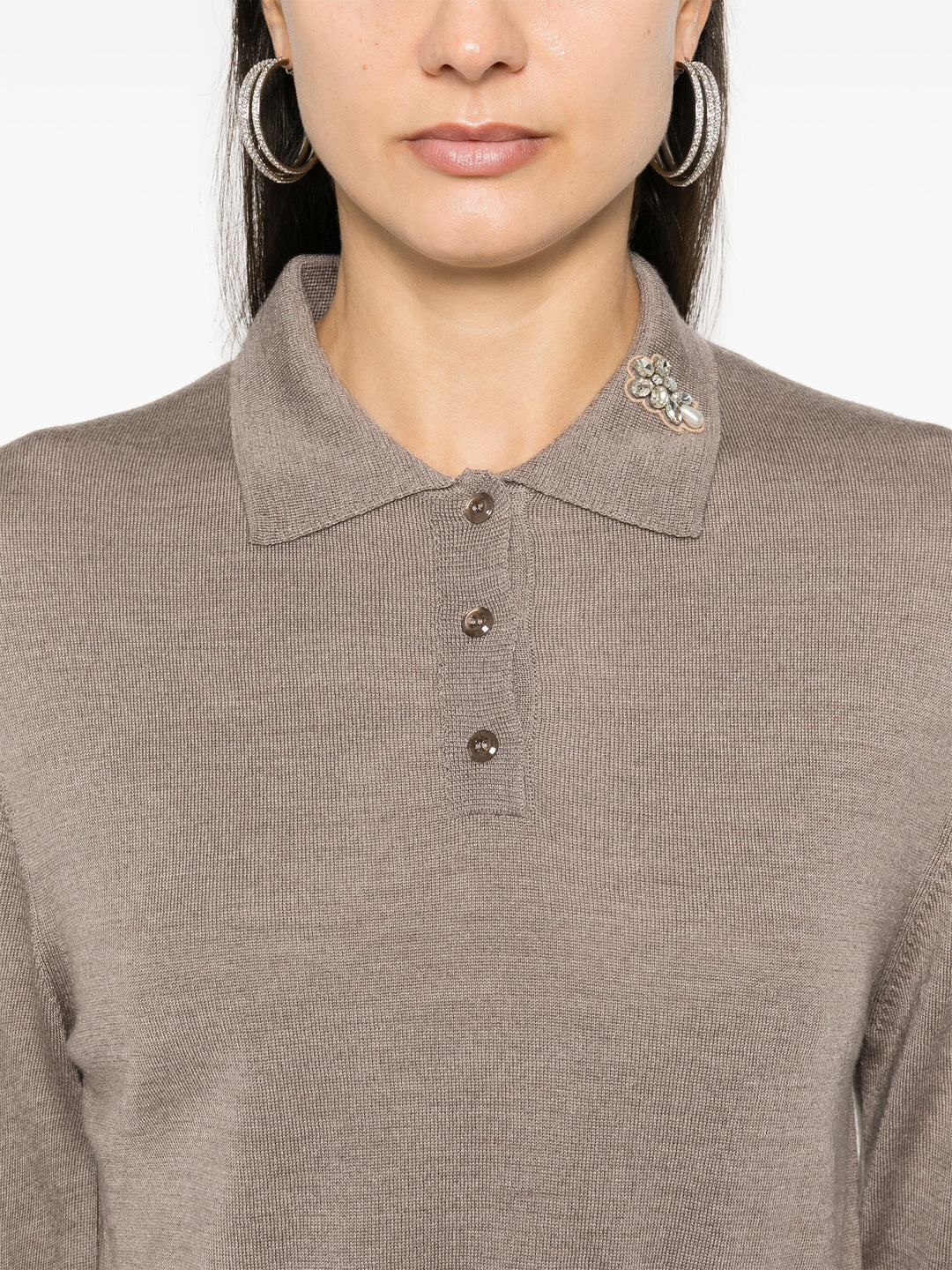 Merino Silk Knit Polo Sweater