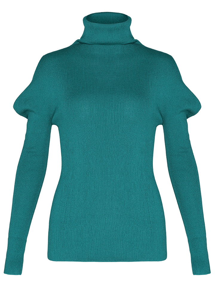 132-5.-ISSEY-MIYAKE-FLAT-RIB-KNIT-Top-Blue-Green-1